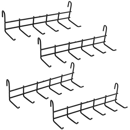 4 Pack Metal Grid Wall Hanging Hooks, Grid Wall Accessories, Heavy Duty Storage Hooks Rack for Door Back Wall Mount Storage and Display, Hook Attachment for Wire Shelving (4 x Hanging Hooks（Black）)