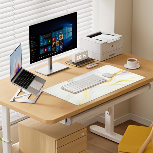 Marble Desk Pad, Desk Matt for Desktop, Leather Mouse Pad, Waterproof Keyboard Mat, Non-Slip Computer Mat, Keyboard and Mouse Pad for Office Decor (31.5"x15.7") - color: Goldmarble, size: 31.5" x 15.7"