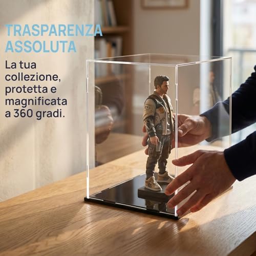 Clear Acrylic Display Case, 8*8*10inch (20*20*H25cm) | Assemble Cube Display Box, Black Base, Dustproof Protection, For Collectibles Memorabilia Figurines - size: 8 x 8 x 10 inches