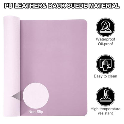Patikil Desk Mat, 48"x17" Non-Slip Waterproof PU Leather Desk Pad, Dual Sided for Office/Home - Purple - color: Purple, size: 48"x17"