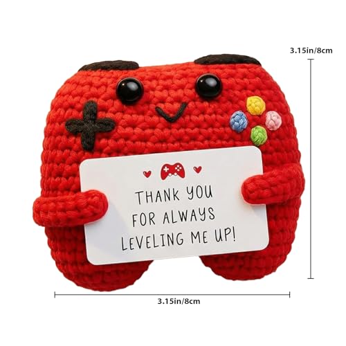 Handcrafted Crochet Game Controller, Gift for Teacher Boss Coworker, Emotional Support Decor with Inspirational Card, Positive Present for Various Occasions - style: THANK YOU