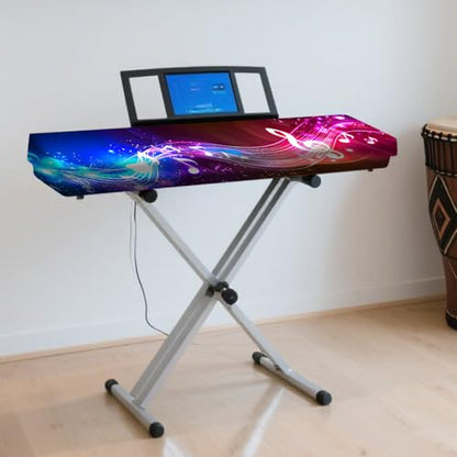 Nuxovilar Stretchy 88 Keys Keyboard Piano Dust Cover, Dust - Proof Elastic Milk Silk with Colorful Music Note Wave Designs for Digital Pianos - color: hd02413