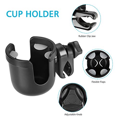 Accmor Stroller Cup Holder, Universal Cup Holder for Uppababy Nuna Doona Strollers, Bottle Drinks Holder for Wheelchair, Walker, Bike, Scooter - style: Cup Holder-1pc