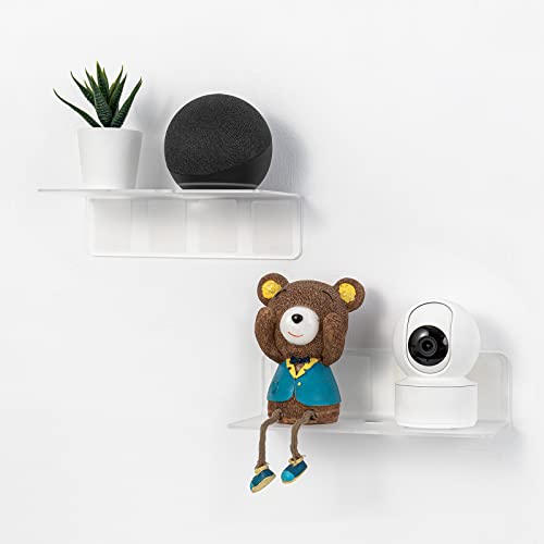 OAPRIRE Acrylic Floating Shelves Set of 2 - Damage Free Expand Wall Space - 9 Inch Adhesive Shelf for Bedroom, Bathroom, Kitchen, Shelves for Wall Decor with Cable Clips (Frosted) - color: Frosted