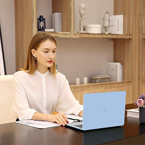 MOSISO Compatible with MacBook Air 13 inch Case M1 2021 2020 2019 2018 Release A2337 A2179 A1932 Touch ID, Plastic Hard Shell Cover&Keyboard Cover for MacBook Air 13.3 inch Case M1, Airy Blue - color: Airy Blue
