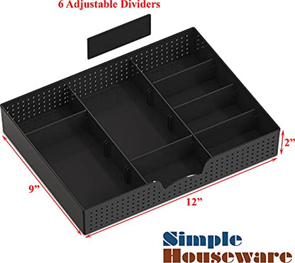 Simple Houseware Desk Monitor Stand Riser with Adjustable Organizer tray, Black - color: Black