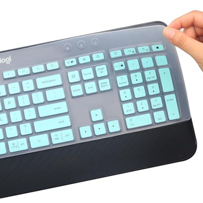 Keyboard Cover Skin for Logitech MK545 MK540 Wireless Keyboard, Logitech MK545 Keyboard Protector, Logitech MK540 Ultra Thin Desktop PC Silicone Clear Keyboard Skin Protector-Hotblue - color: Hotblue