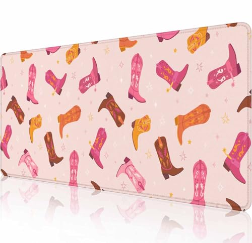 Gaming Mouse Pad, XXL Extended Computer Keyboard Long Mouse Mat, Large Desk Pad for Office Laptop, Non-Slip Rubber Base with Stitched Edge Mousepad, 31.5X11.8 inch Cowgirl Boots Pattern - color: Cowgirl Boots Pattern, size: 31.5" x 11.8"