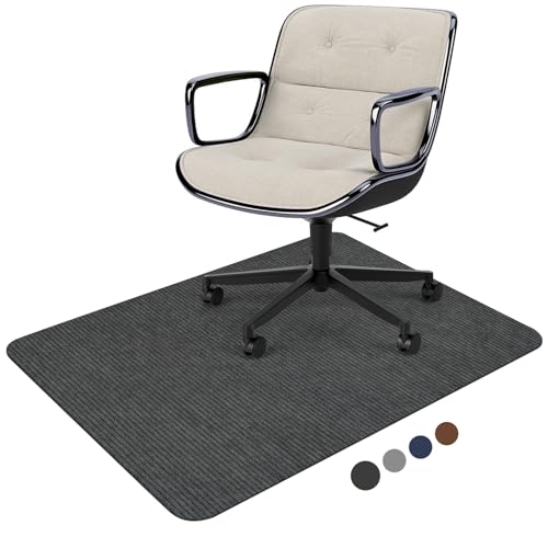 Placoot Desk Chair Mat for Hardwood Floor Corduroy Surface 55''x35'' Office Chair Mat for Rolling Chairs, Under Desk Low-Pile Office Rug Floor Mat - color: Corduroy Dark Grey, size: 55" x 35"