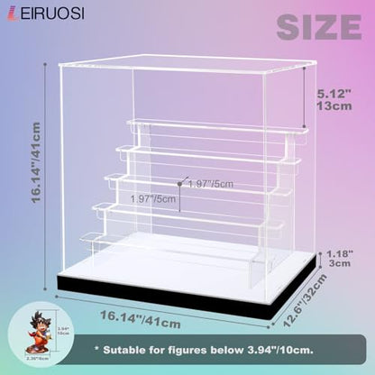 Acrylic Display Case with RGBW LED Light, 6 Tier Clear Display Box, Dustproof Display Cabinet Shelf for Action Figures and Collectibles, Mini Toys, Assembly Showcase (15.35x11.81x14.96in) - size: 6 Tier 15.35x11.81x14.96in