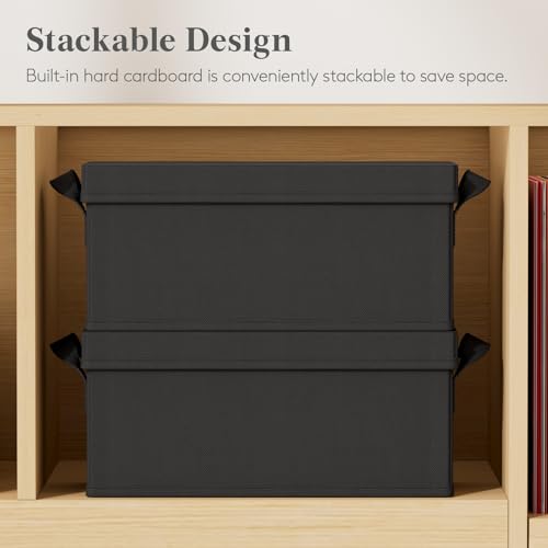 Lifewit CD Storage Box, Stackable CD Case Holder Organizer, Foldable CDs Container with Lid, Handles, Media Organizer Bin for Albums 13.2" L x 5.3" W x 5.9" H Holds up to 120 PCS CDs (30 Each), 4 Pack - size: For CD(13.2"L x 5.3"W x 5.9"H)