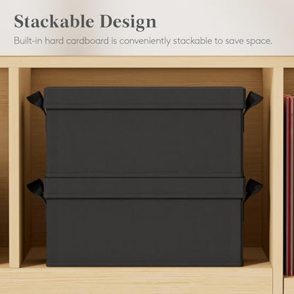 Lifewit CD Storage Box, Stackable CD Case Holder Organizer, Foldable CDs Container with Lid, Handles, Media Organizer Bin for Albums 13.2" L x 5.3" W x 5.9" H Holds up to 120 PCS CDs (30 Each), 4 Pack - size: For CD(13.2"L x 5.3"W x 5.9"H)