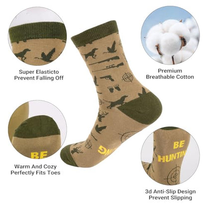 Funny Socks Cool Valentines Day Gifts for Him Men Boys Husband Boyfriend Dad Brother Cotton Comfort Birtday Gifts - color: Hunting Hat and Socks