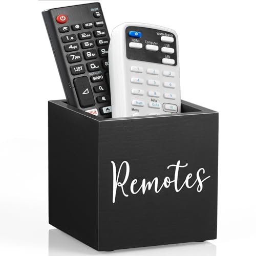 DRASTAR Remote Control Holder, Wood TV Remote Holder, Remote Storage Caddy, Remote Control Organizer (Black, 1 Slot) - color: Black, size: 1 Slot
