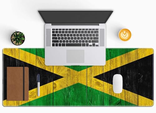 Gaming Mouse Pad, Large Mouse Pads for Desk, Non-Slip Rubber Base Mousepad, Keyboard Mouse Mat, Desk Pad with Stitched Edges, 31.5x11.8inch, Jamaican Flag - color: Jamaican Flag