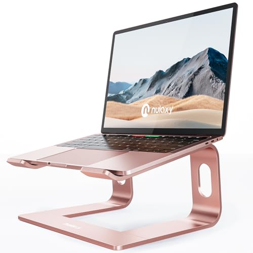 Nulaxy Laptop Stand, Ergonomic Aluminum Laptop Computer Stand, Detachable Laptop Riser Notebook Holder Stand Compatible with MacBook Air Pro, Dell XPS, HP, Lenovo More 10-16” Laptops - Rose Gold - color: D-Rose Gold
