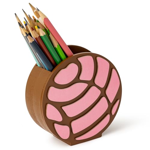 MALLMALL6 Mexico Concha Pencil Holder - 3D Mexican Bread Pink Wooden Pen Holder, Back to School Funny Caddy Case Gift for Kids, Desktop Storage Organizer for Classroom Teacher Office - style: Mexico Concha