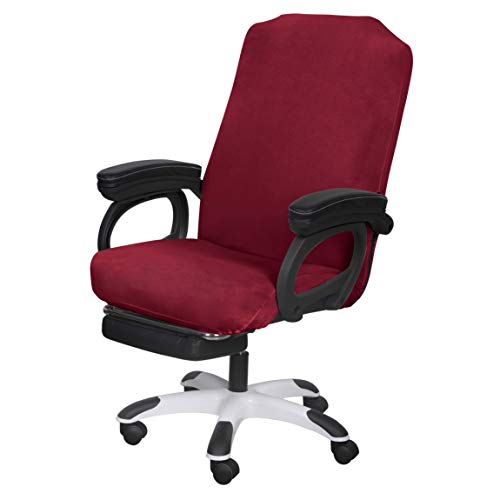 SARAFLORA Office Chair Cover- Large, Burgundy- Removable Computer Chair Cover for Office Chair with Zipper for Universal Rotating Chair Desk Chair Cover High Back Chair Seat Washable Protector for Pet - color: Burgundy, size: Large | 1PCS