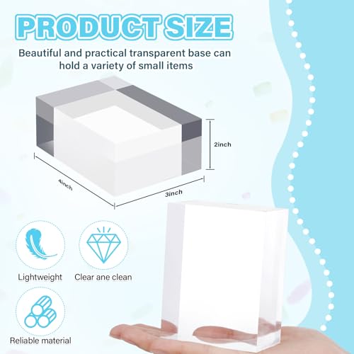 Qunclay 4 Pcs 4 x 3 x 2 Inches Acrylic Square Display Block Clear Polished Acrylic Cubes Jewelry Display Stand for Jewelry Ring Showcase Holder Base Collections - size: 4 x 3 x 2 inches