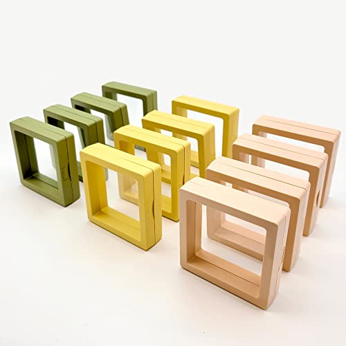 12PCS 3D Floating Frame Display Stand, Jewelry Box, Gift Box, Ornament Organizer, Small Travel Jewelry Box, PE Film Anti-Oxidation, Suspended Display Box Stackable (2.75 * 2.75，Type 2) - color: 2.75*2.75，Type 2