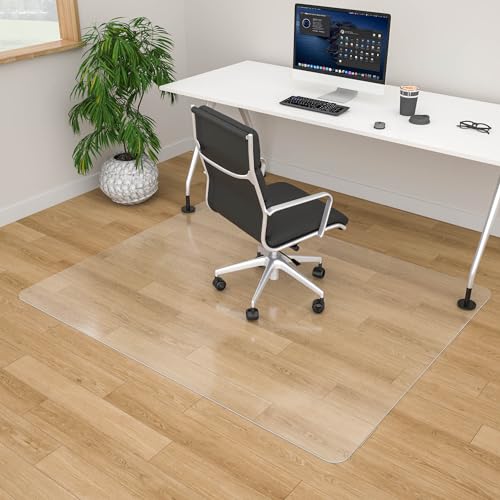 100pointONE Large Office Chair Mat for Hardwood Floor - 46" x 60" Clear Floor Protector Mat for Office Chair On Hardwood, Easy Glide Desk Chair Mat for Home & Office - color: Transparent, size: 46" x 60" Rectangular