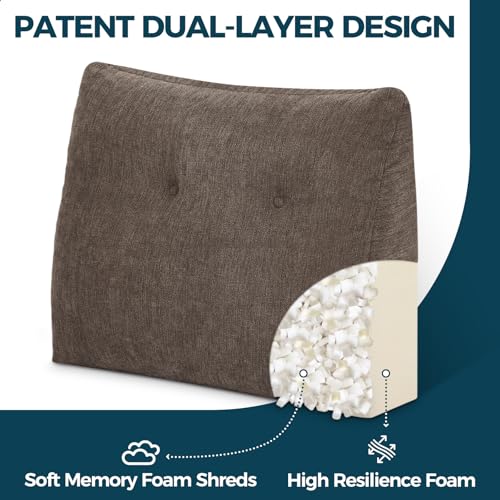 Back Support Pillow for Recliner Soft Dual Layer Lumbar Support Pillow with Shredded Memory Foam Ergonomic Orthopedic Couch Lumbar Cushions for Elderly Lower Back Pain Relief Brown - color: Brown