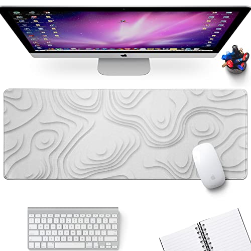 Solid Geometry Large Gaming Mouse Pad White Mouse Pad Gaming Big Desk Pad Desk Mat with Stitched Edge 31.5''x11.8'' Computer Mousepad Waterproof Desk Protector - color: Solid Geometry