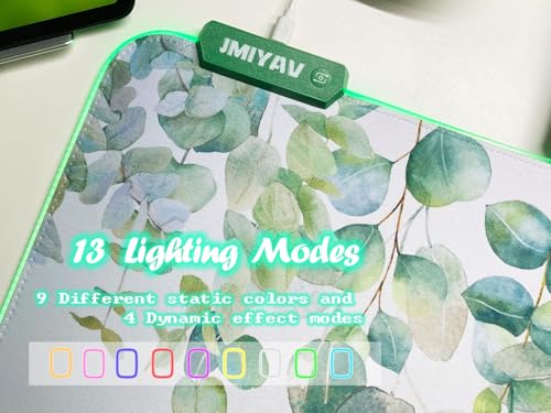 JMIYAV RGB Gaming Mouse Pad PC XL Large Extended Glowing Led Light Up Desk Pad Non-Slip Rubber Base Computer Mouse Pad Cute Mousepad Mat Spring Willow - color: G-spring Willow