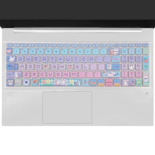 Keyboard Cover for 15.6 HP Laptop 15-fc 15-fd 15t-fd 15z-fc Series, HP Pavilion 15-eg 15t-eg 15-eh 15-er, 17z-ca 17-cn 17-cp 17z-cp Series, Cute Bunny - color: Cute Bunny