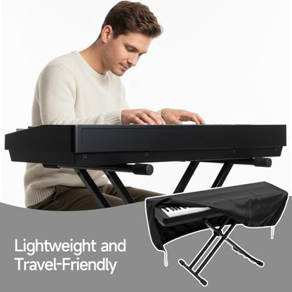 CashBeat 61 Key Piano Keyboard Dust Cover Waterproof Stretchy | Elastic cord lock closure, waterproof stretchy fabric, fits 61-key digital piano keyboard, dust protector, black - size: 61 key