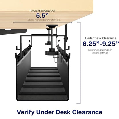 VIVO Clamp-on Under Desk 31 inch Fabric Cable Management Tray, Wire Concealer, Power Strip Storage, Workspace Organization, Easy Fold Down Access, Black, DESK-AC31F-C - size: 31"