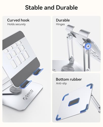 ORICO 360° Rotating Tablet Stand, Height Adjustable Aluminum Alloy Holder for Desk, Foldable Design for iPad Pro/Air/Mini up to 12.9", Samsung Galaxy Tab, Kindle & Switch - FB2, Silver - color: Silver