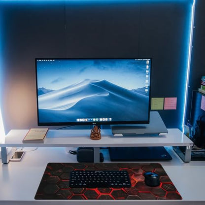 Large Gaming Mouse Pad for Desk,Red Honeycomb Science Technology Desk Mat,Honeycomb Hexagon Desk Pad,Extended Big Computer Keyboard Mouse Pad with Non-Slip Base Stitched Edges 31.5"x11.8" - color: Red Honeycomb Science Technology, size: XL-31.5"x11.8"
