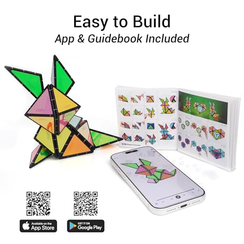 TOSY Magnet Pyramid Glow - 1 Cube Transforms into 1 Billion Shapes, 12 Pieces, 243 Rare Earth Magnets, Glowing, Holographic Design Magnet Tiles Creative Puzzle STEM/STEAM Toy - color: Glow