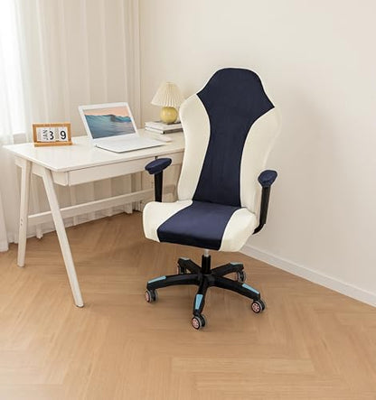 Lavish Cover Velvet Stretchable Gaming Chair Cover, Washable, Anti-Scratch Slipcover with Armrest Protection, Cat Scratch Proof for Office and Computer Chairs(No Chair, NavyBlue) - color: Navyblue