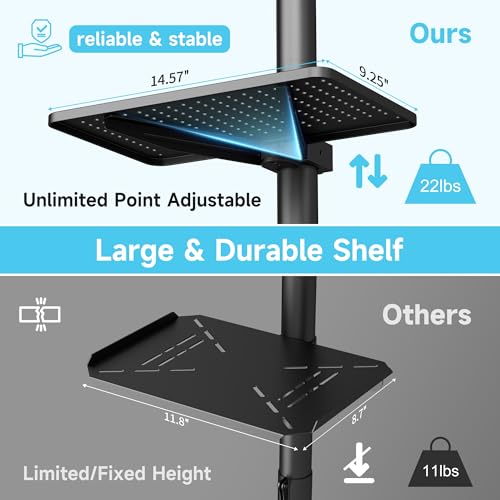 Mobile TV Carts on Wheels for 21-60 Inch Flat/Curved Panel Screens TVs - Height Adjustable Floor Trolley Stand with Shelf Holds up to 77lbs - Max VESA 400x400mm - color: Black High Quality