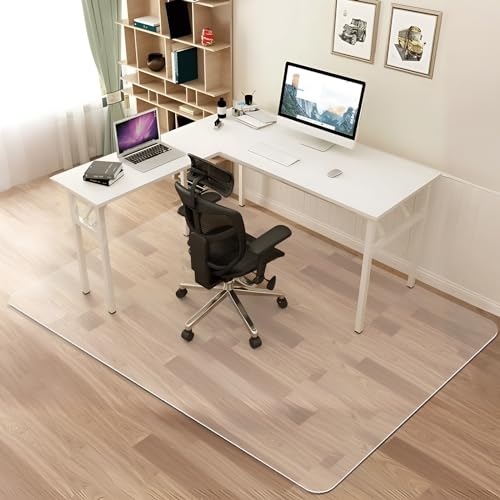Azadx Office Chair Mat for Hardwood Floor Clear Chair Mat for Easy Glide Floors Protector for Under Desk Chairs Mat Plastic Floors Mats for Office Chairs(51" x 63" for Hard Floor) - size: 51" x 63'' For Hard Floor