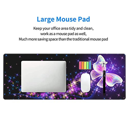 Butterfly Mouse Pad Extended Large Gaming Mouse Pad XL Oversized Desk Pad Stitched Edges 31.5 X 11.8 Inch - color: Black1