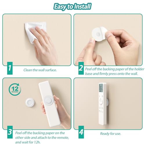 Magnetic Remote Control Holder Wall Mount, 5 Pack TV Remote Holder Wall Mount, Silicone Remote Organizer Magnetic Remote Holder for Bed, TV, Ceiling Fan and Air Conditioner (White) - color: White