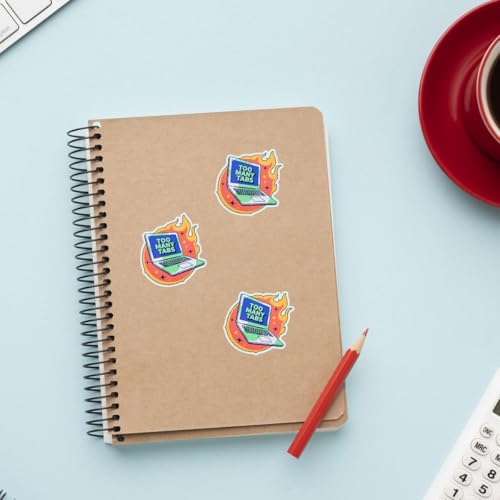 3 Pcs Too Many Tabs Sticker, Funny Computer Humor Sticker, Laptop on Fire Meme Stickers, Sarcastic Work from Home Quote Stickers Die-Cut Waterproof for Laptop Water Bottle Phone Window Helmet