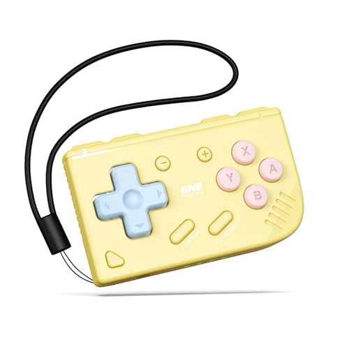 IINE Mini Retro Game Controller, Pocket-Size Wireless Mini Game Controller with Keychain Design, Portable Travel Controller for Mobile & PC Gaming (Yellow) - color: Yellow