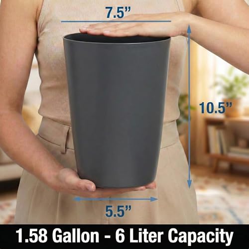 Mini Waste Basket - Durable Small Plastic Garbage Trash Can Bin - Lidless Open-Top, Slim Profile for Compact Spaces - Suitable for Home, Bathroom, Office, Bedroom, Kitchen and More, Grey - color: Grey