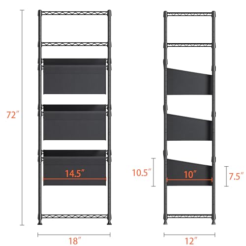 REIBII 72" H Storage Shelves 6 Tier Wire Shelving Unit Adjustable Metal Shelves for Storage Shelf Shelving Units and Storage Wire Shelf Storage Rack Shelf Metal Shelving, 72" H x 18" W x 12" D