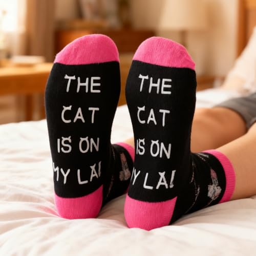 Funny Socks Cool Valentines Day Gifts for Him Men Boys Husband Boyfriend Dad Brother Cotton Comfort Birtday Gifts - color: Pink Cat Owner's Hat and Socks