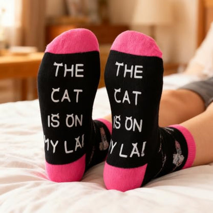 Funny Socks Cool Valentines Day Gifts for Him Men Boys Husband Boyfriend Dad Brother Cotton Comfort Birtday Gifts - color: Pink Cat Owner's Hat and Socks
