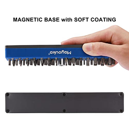 Mayouko 1/4" Magnetic Hex Bit Holder Rack Organizer, 43 Holes, 1/4-Inch Drill Bit Holder, Red&Blue, 2 Racks, Magnetic Bit Holder with Magnet Base for Screwdriver Bits - color: Red,blue