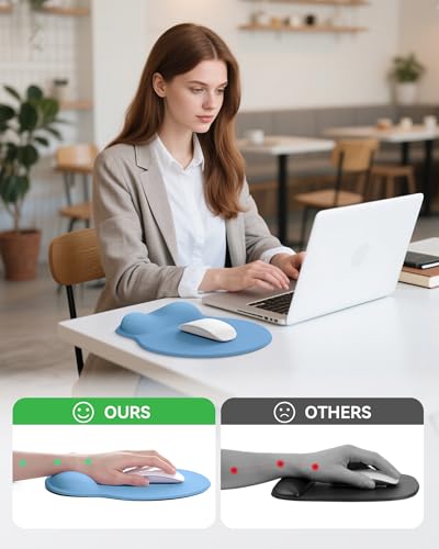 Mouse Pad with Wrist Rest, Ergonomic Mouse Pads for Desk, Office Non-Slip Mousepad with Gel Wrist Support(Denim Blue, 10.6''L x 9''W) - color: Denim Blue
