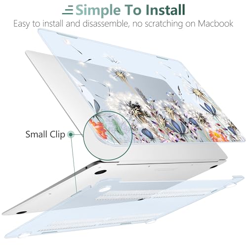 DONGKE for MacBook Air 13 Inch Case 2021-2018, Compatible with A2337 M1 A2179 A1932 Support Retina Display & Touch ID, Hard Shell Plastic Cover with Keyboard Skin - Dandelion - color: Dandelion