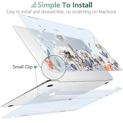 DONGKE for MacBook Air 13 Inch Case 2021-2018, Compatible with A2337 M1 A2179 A1932 Support Retina Display & Touch ID, Hard Shell Plastic Cover with Keyboard Skin - Dandelion - color: Dandelion