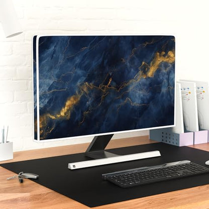 Waterproof Television Cover 32 Inch Anti-Static Dustproof Weatherproof Protective Full Body Cover for TV Screen Sleeve Compatible with Television LED LCD OLED TVs，Blue Marble - color: Blue and yellow, size: 32 Inch